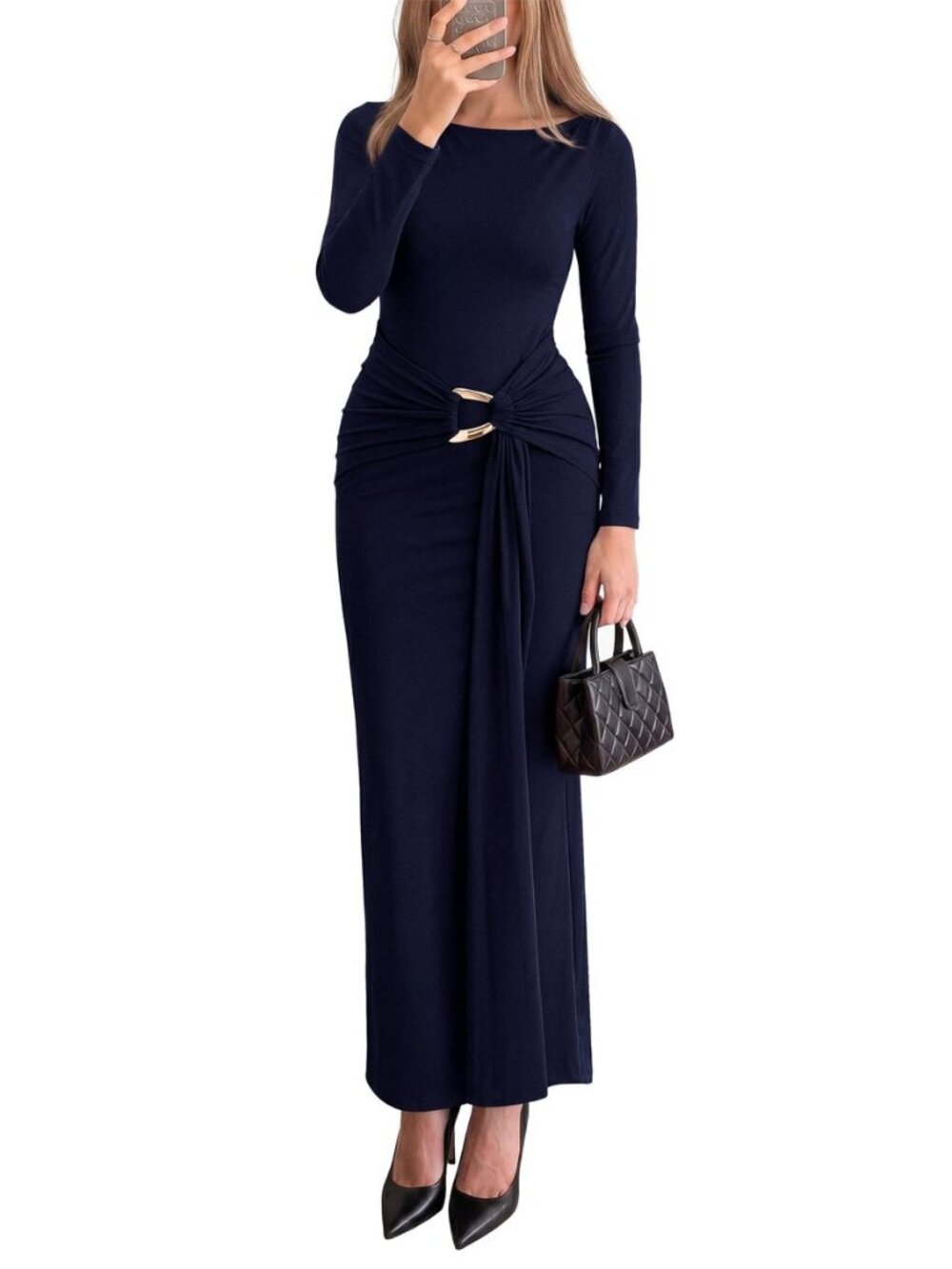 Women Fall Wedding Guest Dresses Formal Long Sleeve Maxi Dress